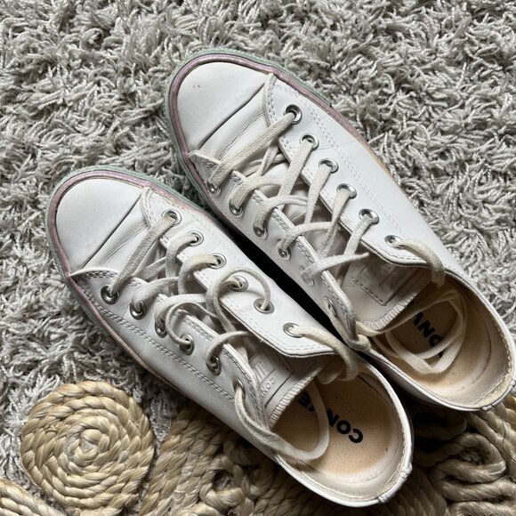 Chuck Taylor All Star Lift Oxford in White Glitter Pastel - Picture 2 of 3